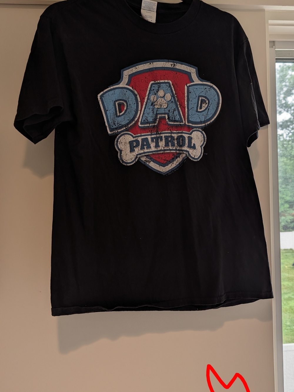 Dad Patrol Graphic Tee - Black with Red & Blue Crest